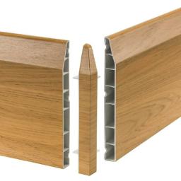 english oak 150mm chamfered skirting external corner joint