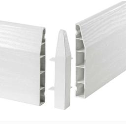 100mm white upvc skirting external corner chamfered