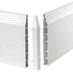 white 150mm chamfered skirting external corner