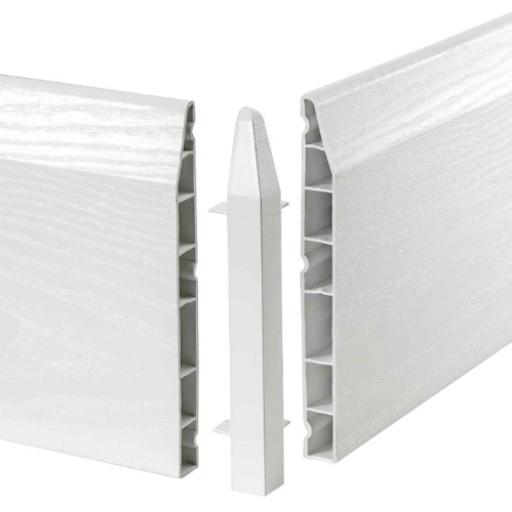 150mm White UPVC Skirting External Corner - Chamfered (2 Pack)