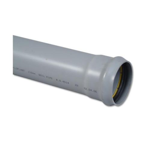 FloPlast Grey Single Ended Socket Soil Pipe