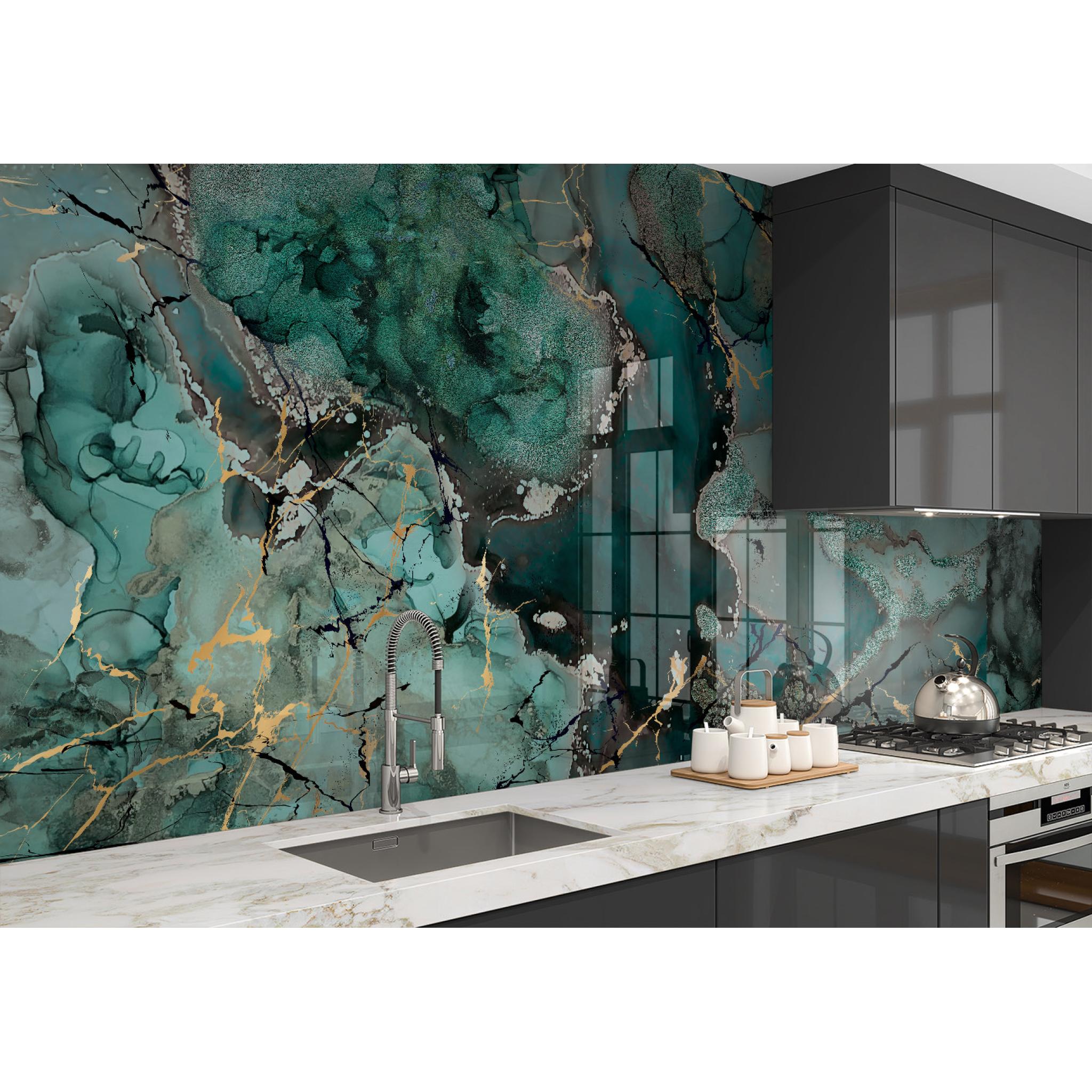Liquid Marble Teal Splashbax Shower Panel