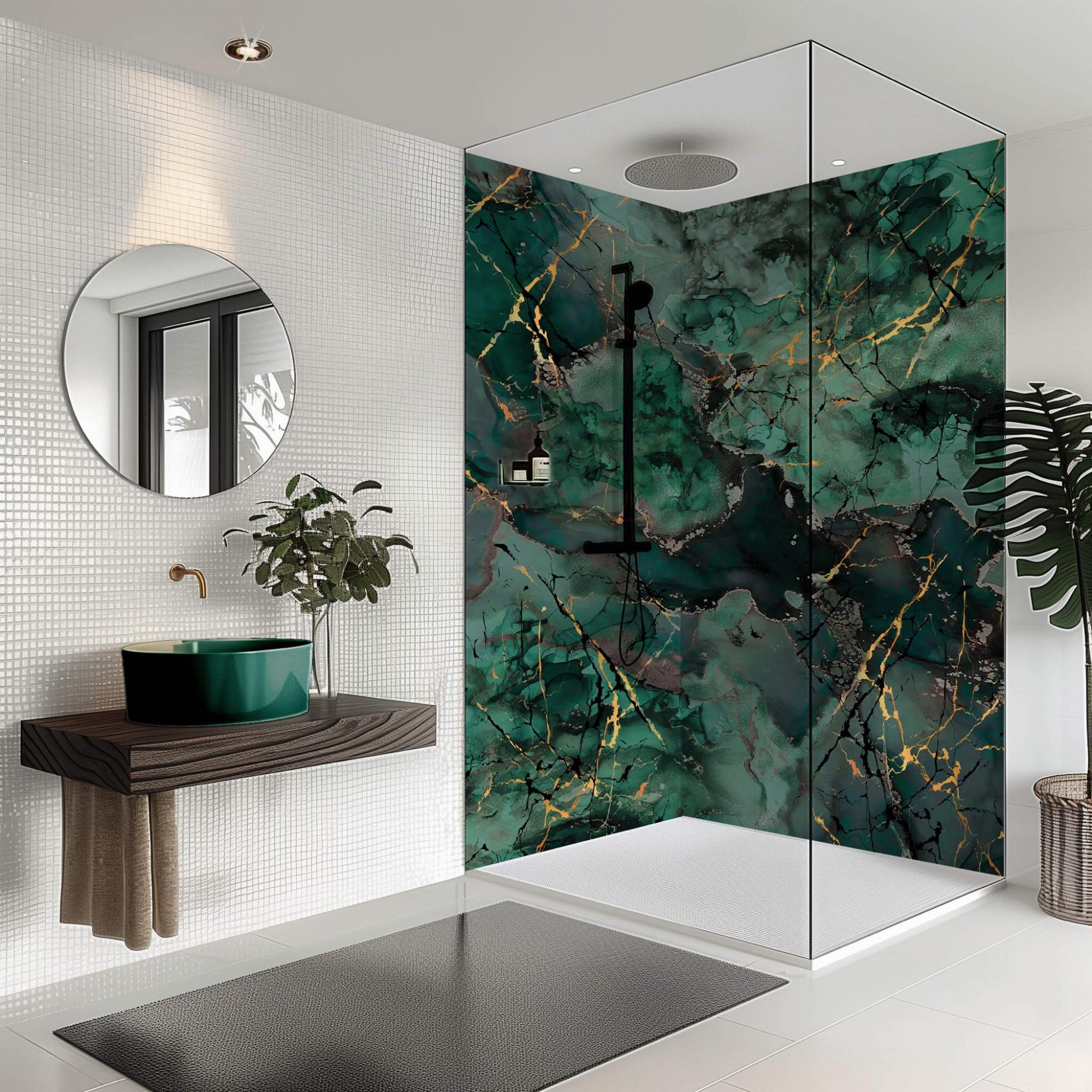 Liquid Marble Teal Splashbax Shower Panel