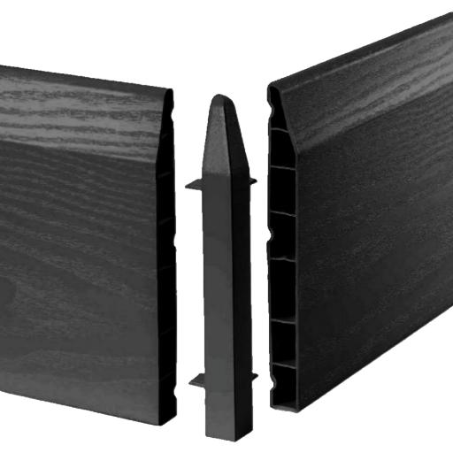 150mm Anthracite UPVC Skirting External Corner - Chamfered (2 Pack)