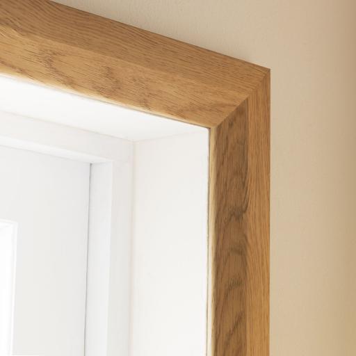 english oak 60mm chamfered door architrave corner detail