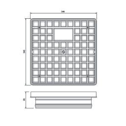 FloPlast 340mm Underground Sealed Square Screw Down Cover dimensions