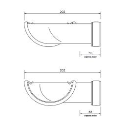 floplast half round gutter 90° angle dimensions