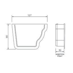 floplast cast iron style ogee gutter right hand internal stop end dimensions