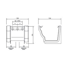 floplast ogee gutter union dimensions