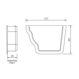 floplast cast iron style ogee gutter left hand internal stop end dimensions