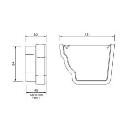 floplast cast iron style ogee gutter left hand external stop end dimensions