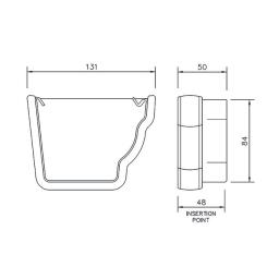 floplast cast iron style ogee gutter right hand external stop end dimensions