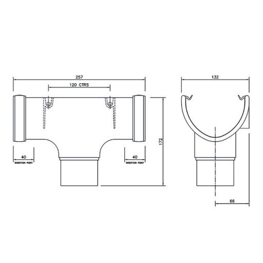 floplast deepflow hi-cap or high capacity gutter running outlet