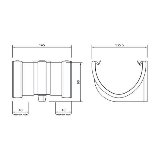 floplast deepflow hi-cap or high capacity gutter floating union joint