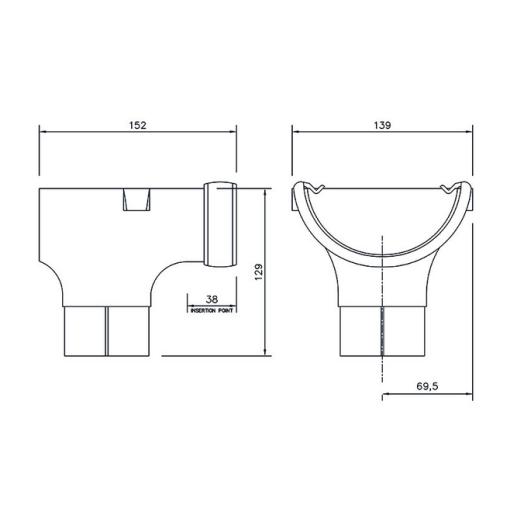 floplast half round stop end outlet dimensions