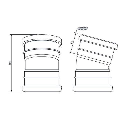 FloPlast Underground 15° Double Socket Bend dimensions