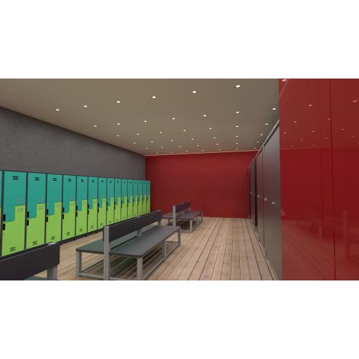 lockers room red hygienic wall covering