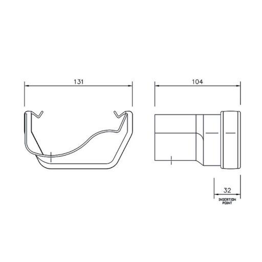 floplast left hand square to right hand cast iron ogee gutter adaptor