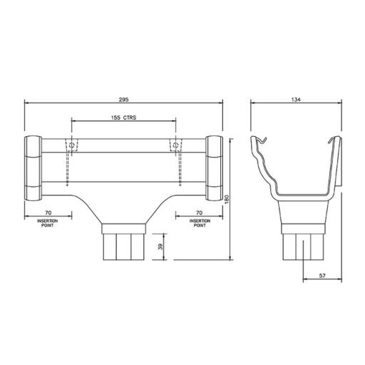 floplast ogee gutter running outlet dimensions