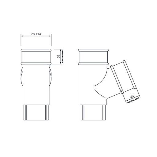 floplast round downpipe 112° branch