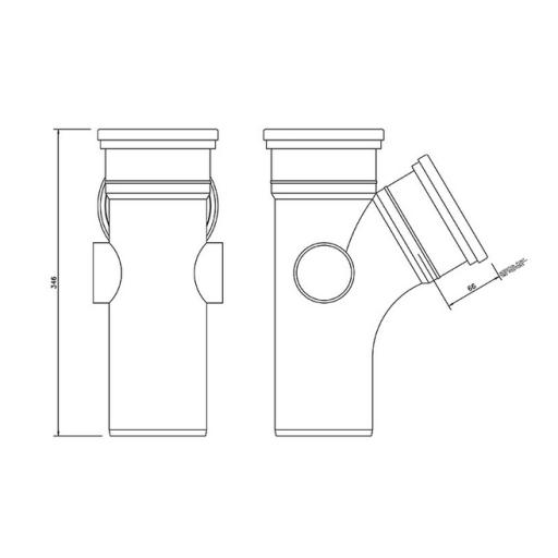 floplast soil pipe double socket 112° branch dimensions