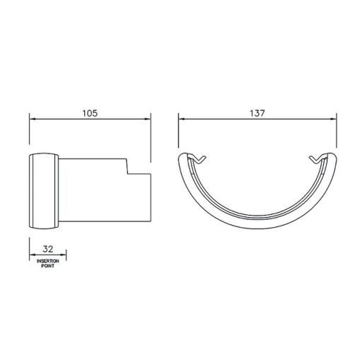 floplast half round to cast iron adaptor