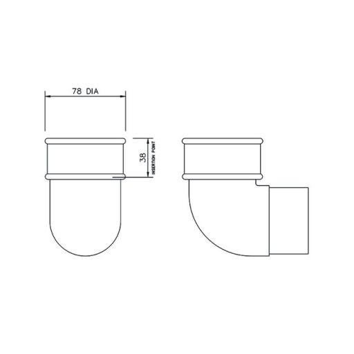 floplast round 92.5° downpipe bend dimensions