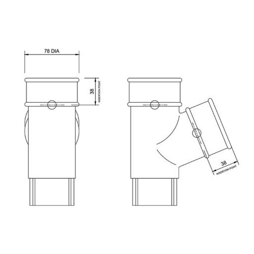 floplast cast iron round downpipe 112° branch