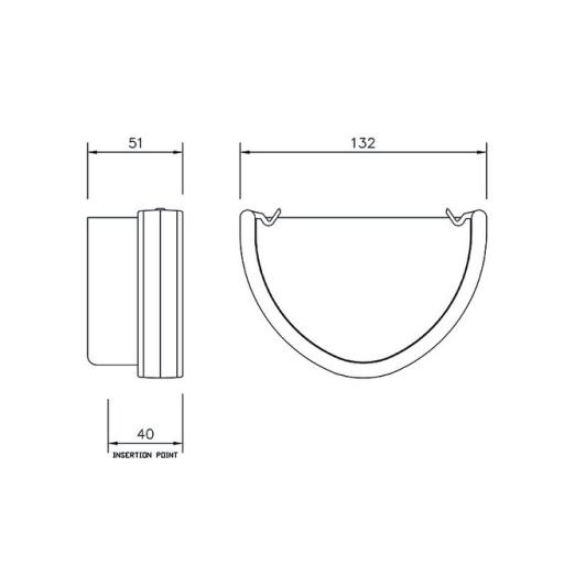 floplast deepflow hi-cap or high capacity gutter external stop end