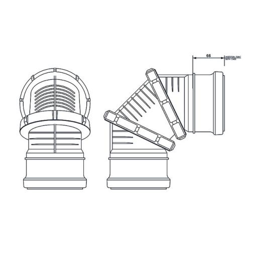 FloPlast Underground 0-90° Double Socket Adjustable Bend dimensions