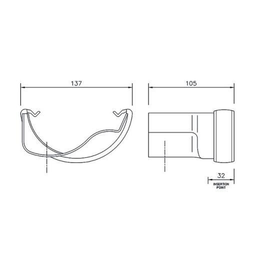 floplast half round to cast iron ogee adaptor