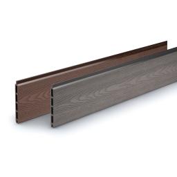 borwn and grey woodgrain composite fencing boards