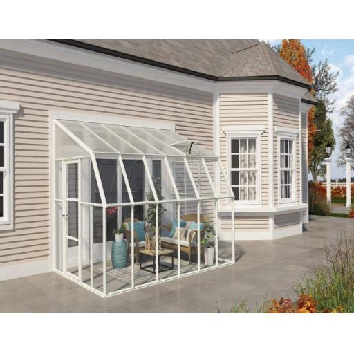 Sunroom 2.5m x 3.5m Lean to Conservatory - Aluminium White Frames