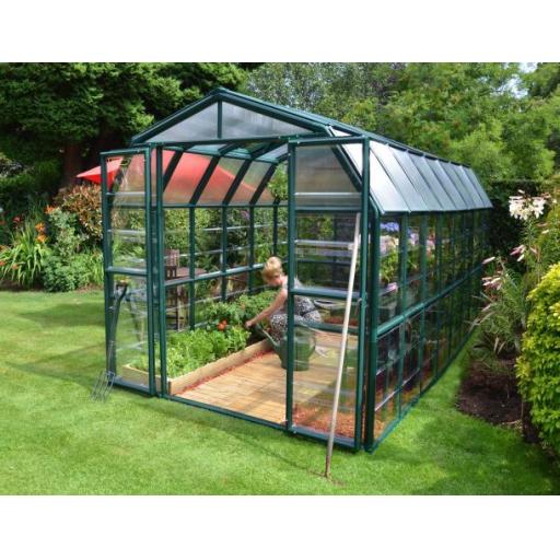 Grand Gardener 8ft x 16ft Polycarbonate Greenhouse - Green Frame
