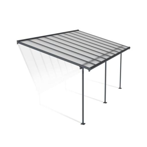 Sierra Patio Cover 3m x 5.55m - Grey Aluminium Frame & Clear Polycarbonate