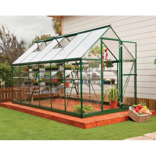 Hybrid 6ft x 12ft POlycarbonate Greenhouse - Silver Frame