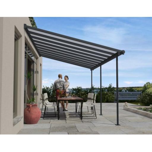 Sierra Patio Cover 3m x 5.55m - Grey Aluminium Frame & Clear Polycarbonate