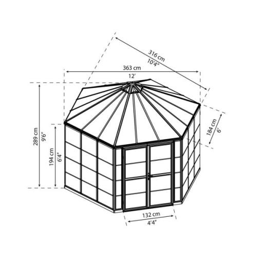 Oasis 12ft (94.2 sq. ft.) Hexagonal Polycarbonate Greenhouse - Grey Frame