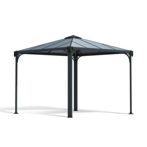 Palermo 3m x 3m Garden Gazebo in Grey Aluminium with Polycarbonate Roof