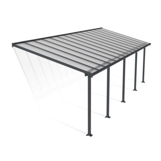 Olympia Patio Cover 3m x 8.6m - Grey Aluminium Frame & Clear Polycarbonate