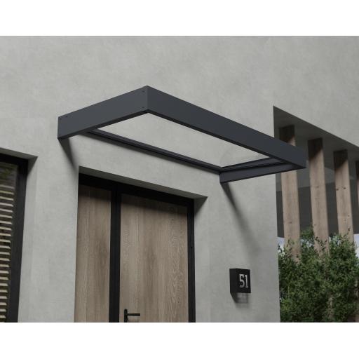 Sophia 2m x 0.9m Door Canopy - Grey Aluminium Frame