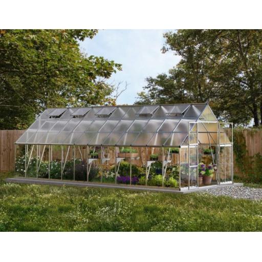 Balance 10ft x 24ft Polycarbonate Greenhouse - Silver Frame