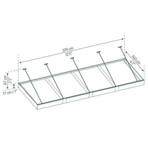 Sophia XL 3.79m x 1.4m Door Canopy - Grey Aluminium Frame & White Opal Panels