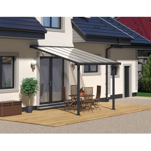 Olympia Patio Cover 3m x 3m - Grey Aluminium Frame & Clear Polycarbonate