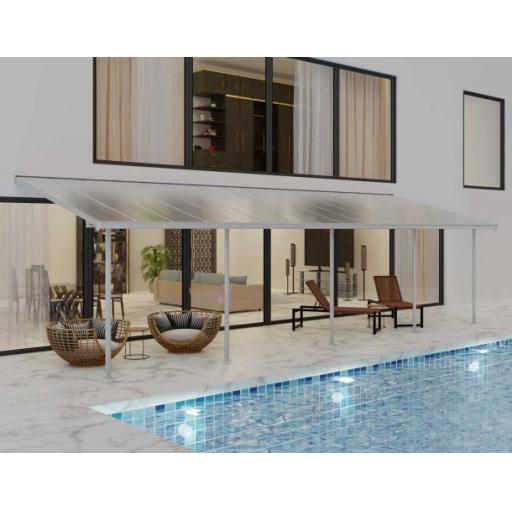 Sierra Patio Cover 3m x 9.2m - Grey Aluminium Frame & Clear Polycarbonate