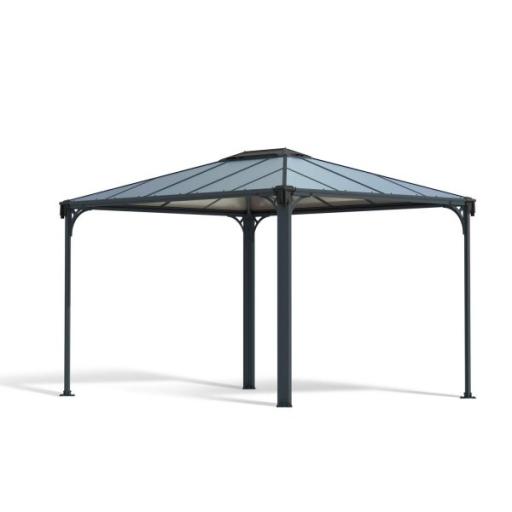 Martinique 3m x 3.6m Garden Gazebo in Grey Aluminium with Polycarbonate Roof