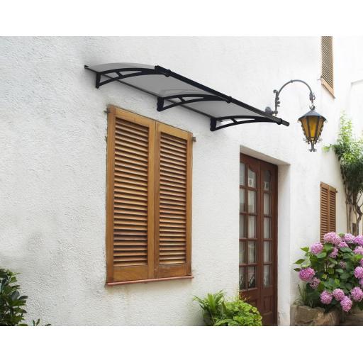 Aquila 2m x 0.9m Door Canopy - Grey Aluminium Frame