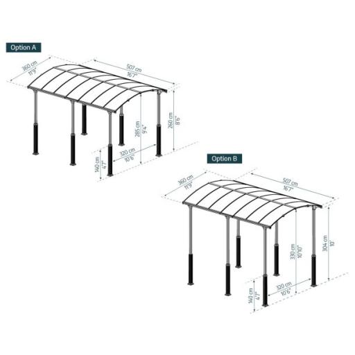 Alpine 12' x 17' Extra High Carport - Grey Aluminium & Twin-wall Polycarbonate Roof Panels