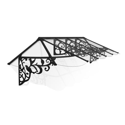 Lily 3.7m x 0.9m Door Canopy - Black Aluminium Frame