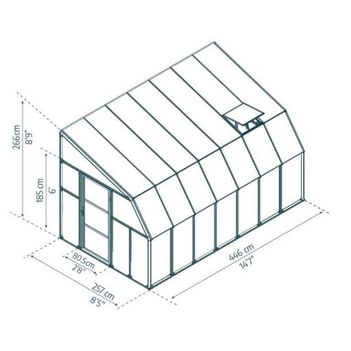Sunroom 2.5m x 4m Lean to Conservatory - Aluminium White Frames